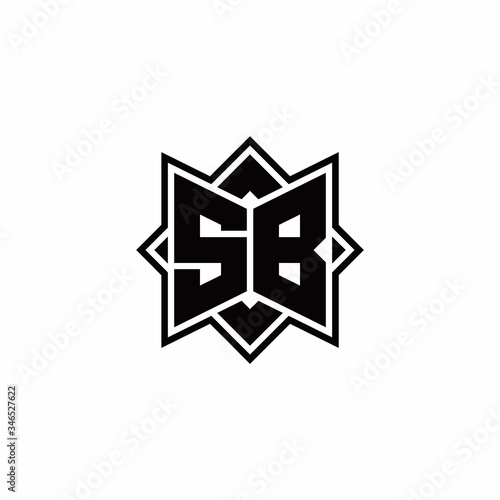 SB monogram logo with square rotate style outline