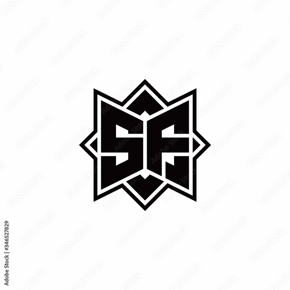 SF monogram logo with square rotate style outline SF monogram logo with square rotate style outline