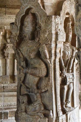Sculptures at Veerabhadra Temple, Lepakshi, Karnataka,  India  photo
