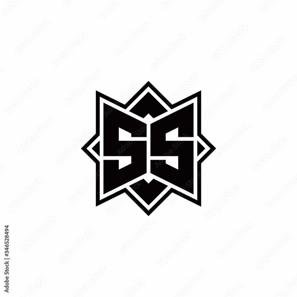 SS monogram logo with square rotate style outline SS monogram logo with square rotate style outline