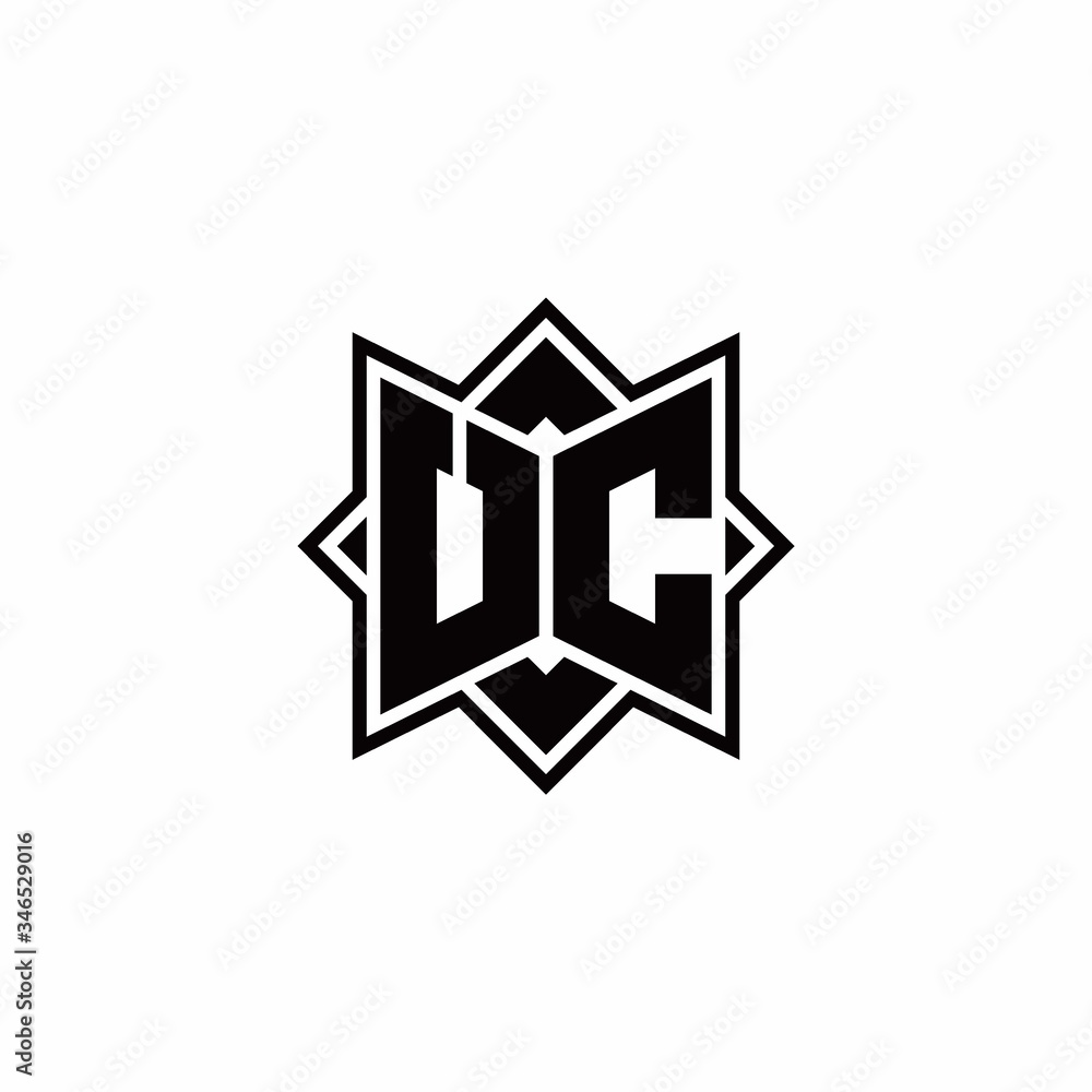 UC monogram logo with square rotate style outline UC monogram logo with square rotate style outline