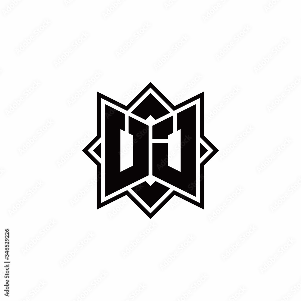 UJ monogram logo with square rotate style outline UJ monogram logo with square rotate style outline