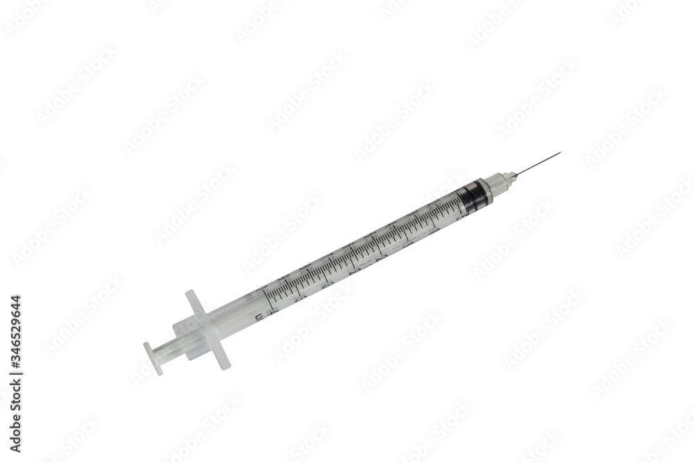 Plastic insulin syringe isolated on white background Plastic insulin syringe isolated on white background
