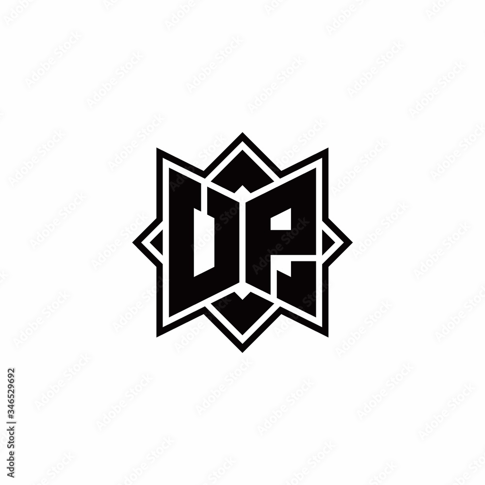 UP monogram logo with square rotate style outline