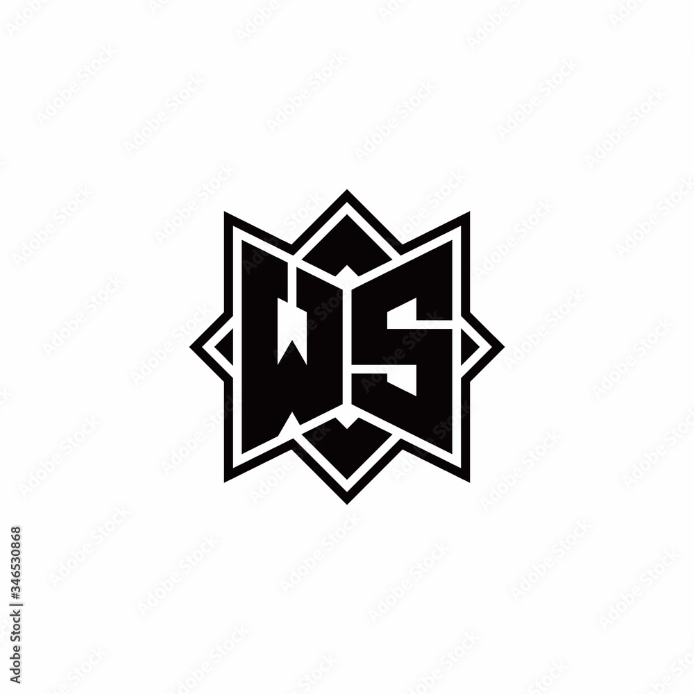 WS monogram logo with square rotate style outline WS monogram logo with square rotate style outline