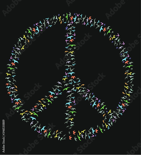 Birds and peace sign graphic design vector art