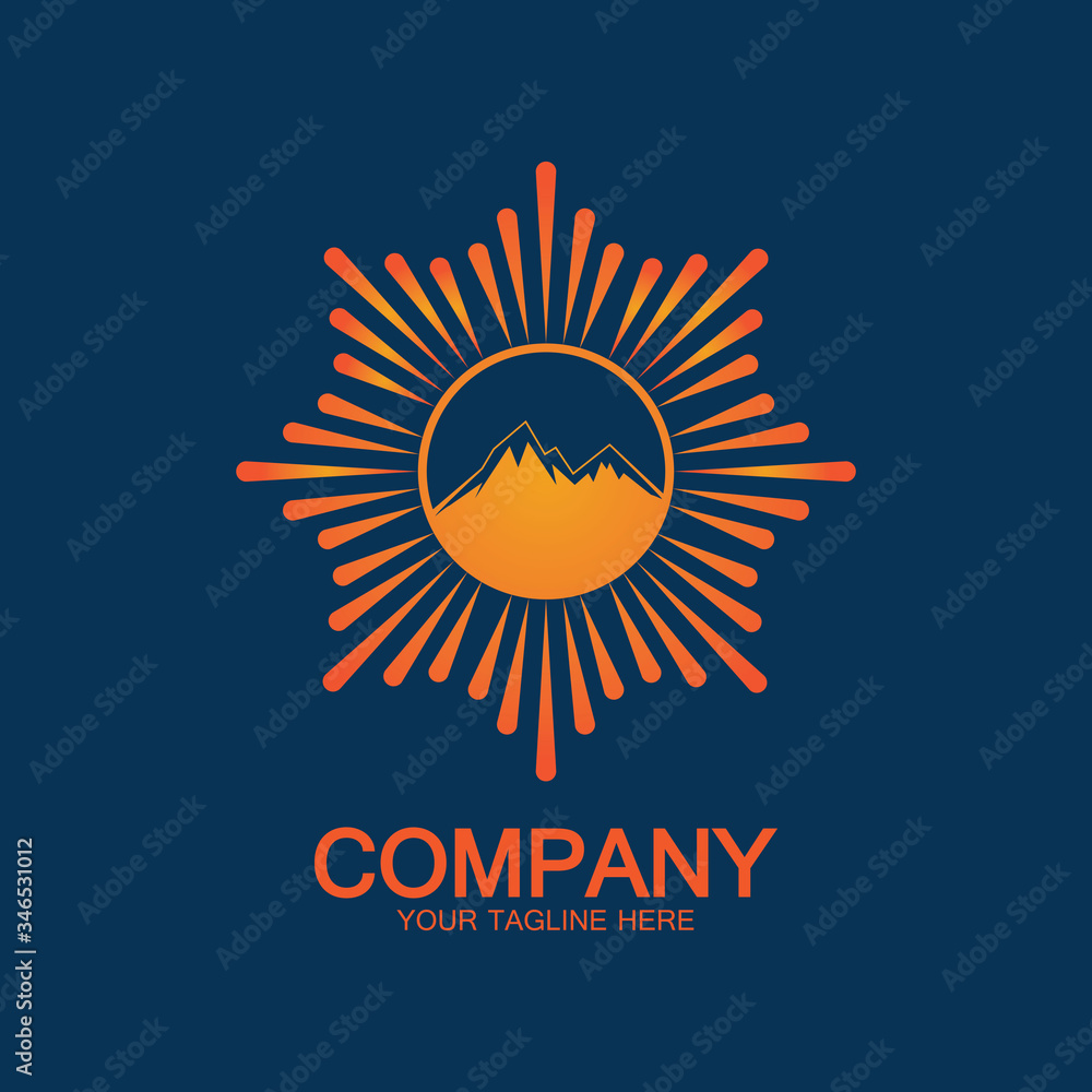 Fototapeta premium Sun Mountain Logo Icon Design – stock illustration