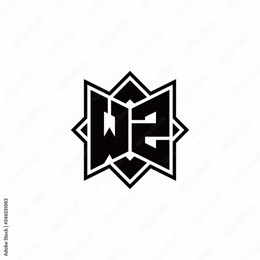 WZ monogram logo with square rotate style outline WZ monogram logo with square rotate style outline