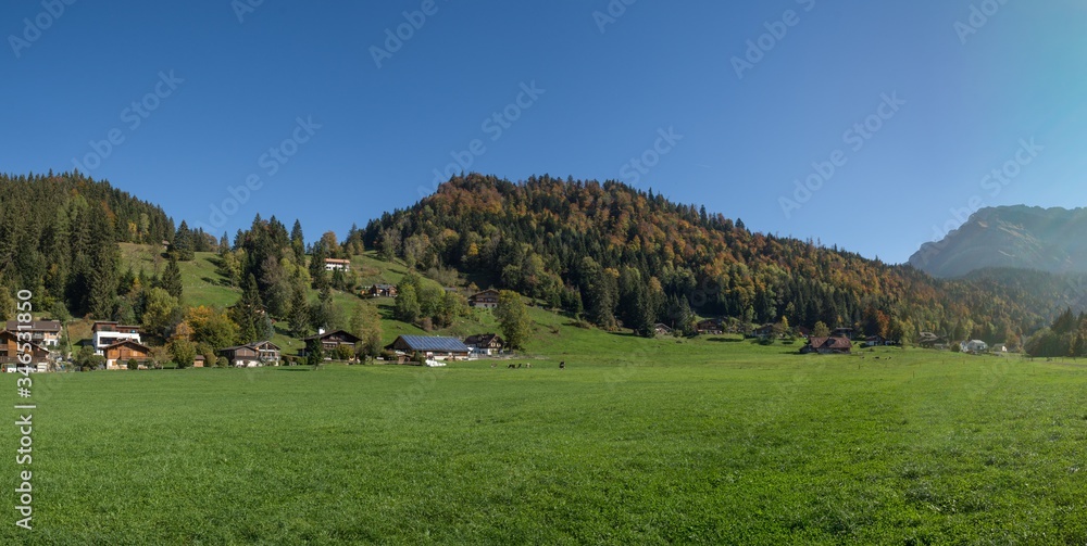 Eigental emmentaler alps panoramic view blue sky mountains