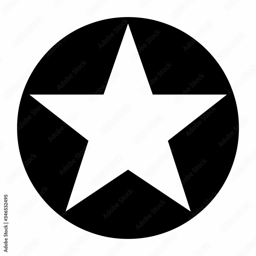 Black Circled star icon on white background Black Circled star icon on white background