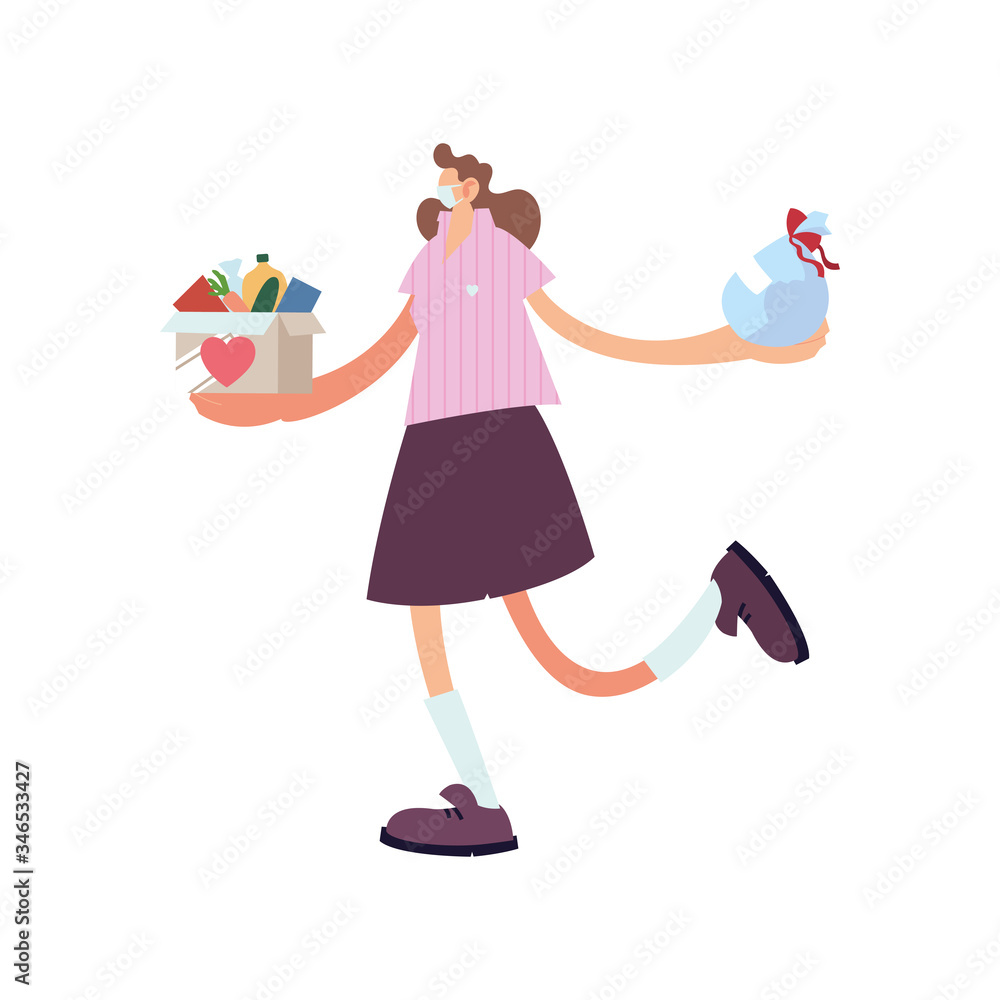 delivery girl wearing face mask