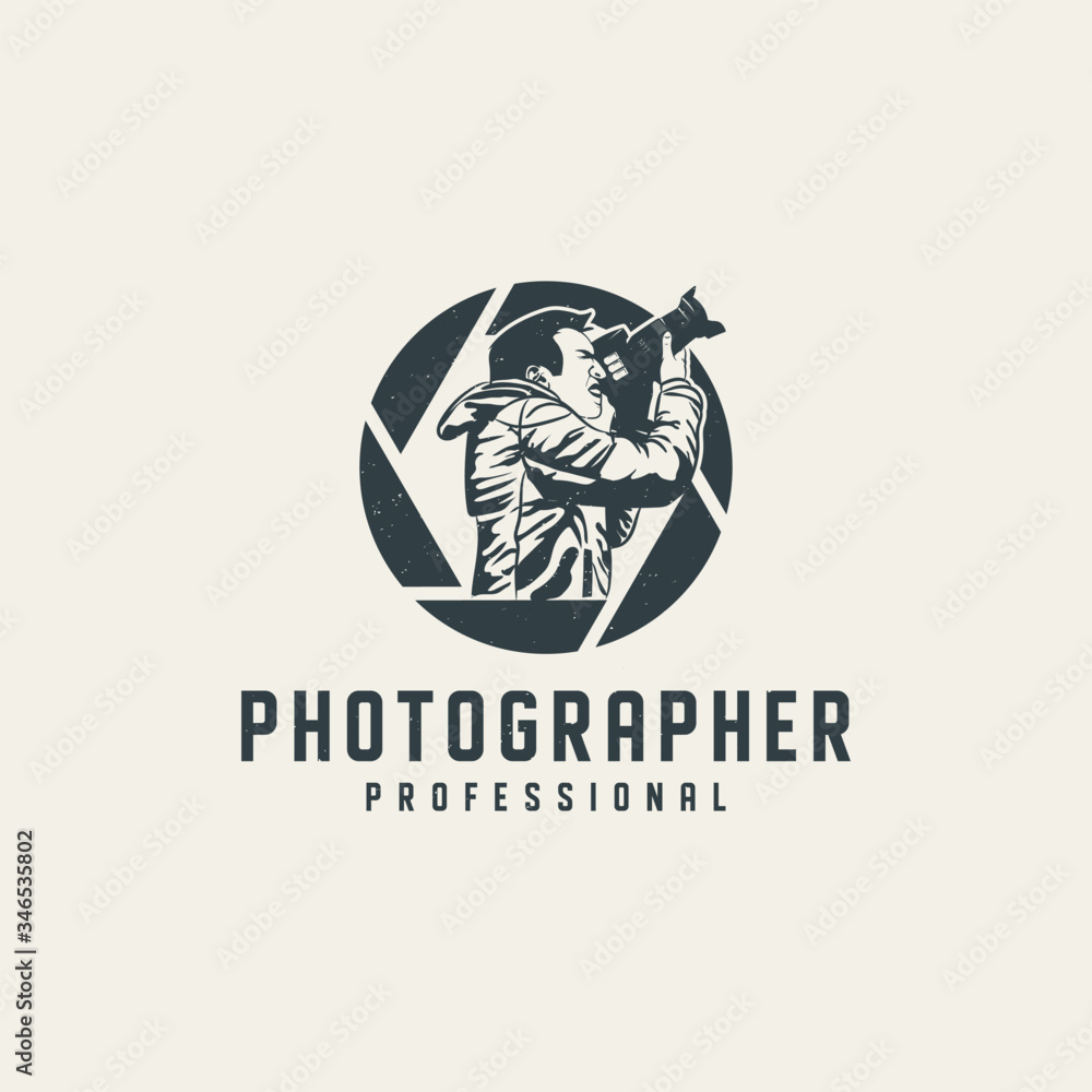 Photographer professional logo template Premium Vector