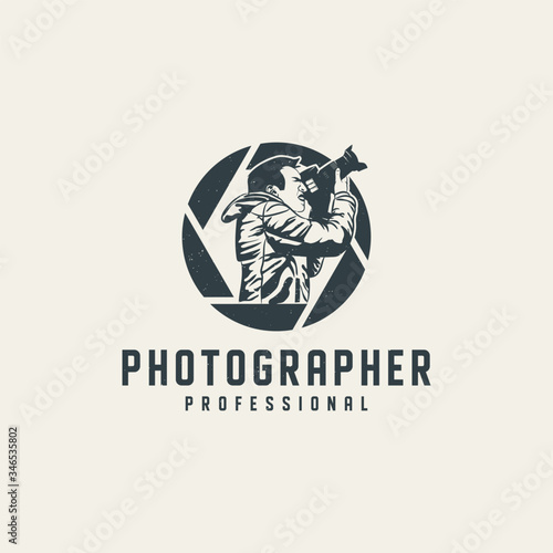 Photographer professional logo template Premium Vector