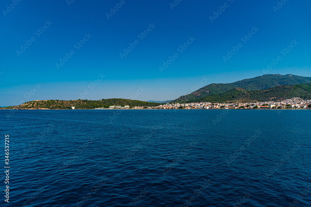 View of the rocky shore from the ship