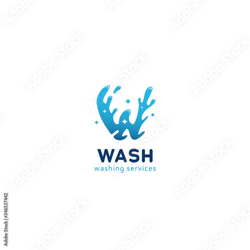 Letter W wash splash washing cleaning service logo icon symbol