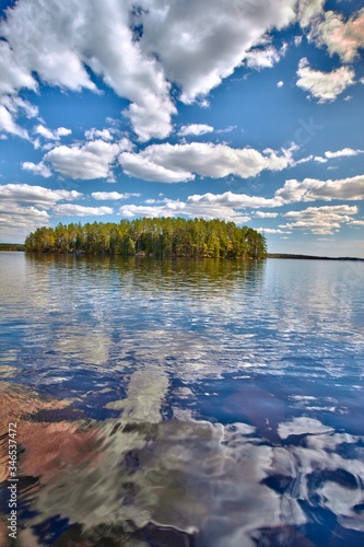 The view over the lake Rymmen at the Högakull natural reserve in Värnamo, Sweden photo