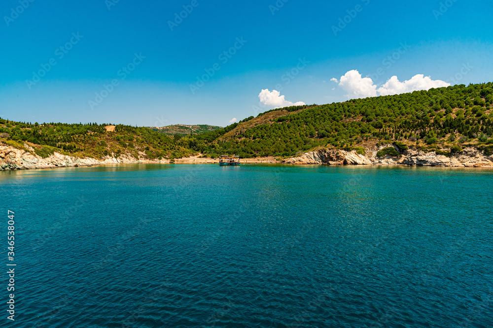 View of the rocky shore from the ship