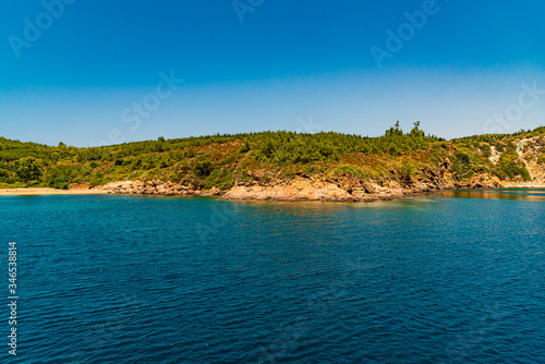 View of the rocky shore from the ship