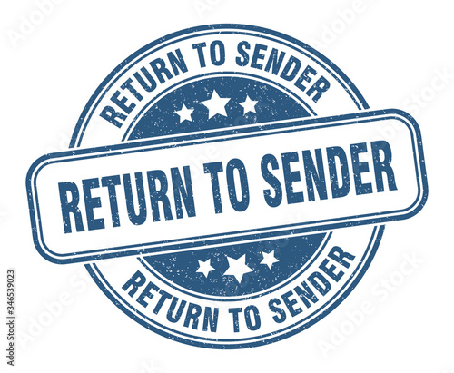 return to sender stamp. return to sender round grunge sign. label