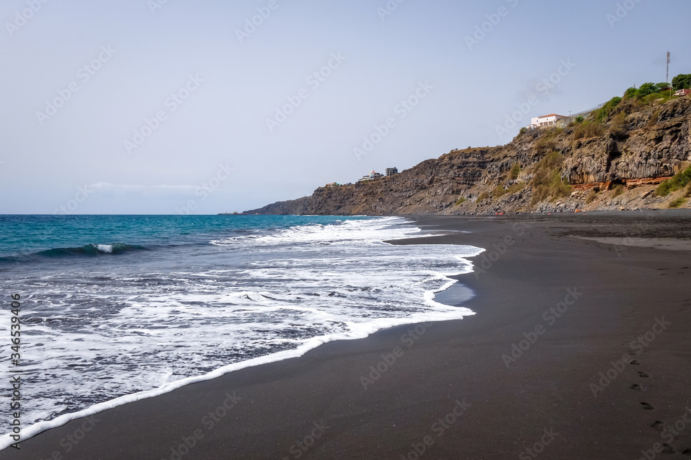 Black sand beach in Fogo Island, Cape Verde