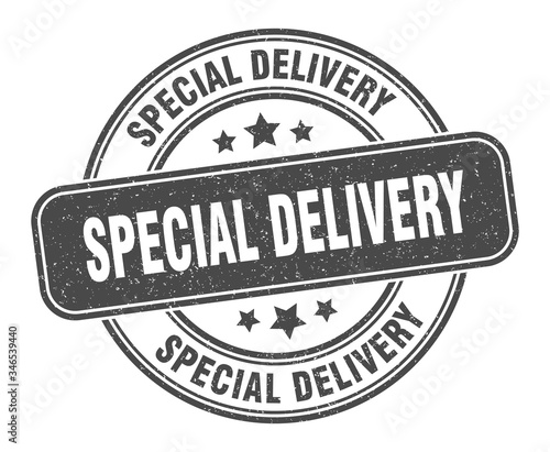 special delivery stamp. special delivery label. round grunge sign