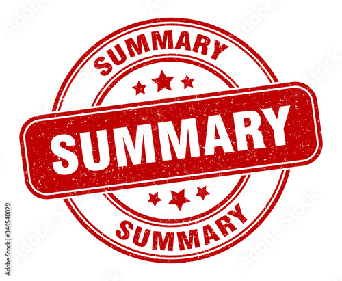 summary stamp. summary label. round grunge sign