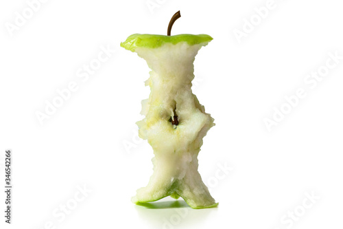 Green apple core against a white background. isolate. photo