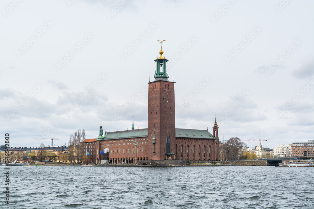 Clock tower of Stockholm City Hall, the building of the Municipal Council for Stockholm in Sweden, the venue of the Nobel Prize banquet and is one of Stockholm's major tourist attractions Clock tower of Stockholm City Hall, the building of the Municipal Council for Stockholm in Sweden, the venue of the Nobel Prize banquet and is one of Stockholm's major tourist attractions