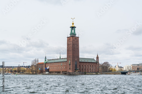 Clock tower of Stockholm City Hall, the building of the Municipal Council for Stockholm in Sweden, the venue of the Nobel Prize banquet and is one of Stockholm's major tourist attractions