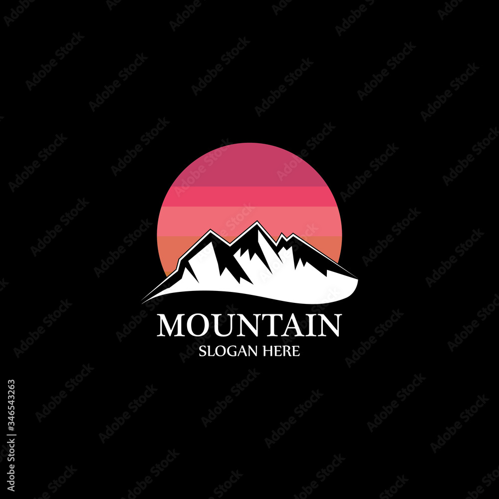 Obraz premium Mountain sun logo design concept template vector