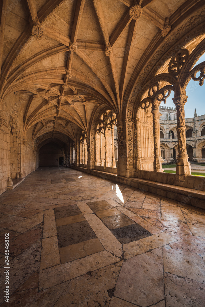 Cloister of the Jeronimos Monastery Cathedral in Lisbon