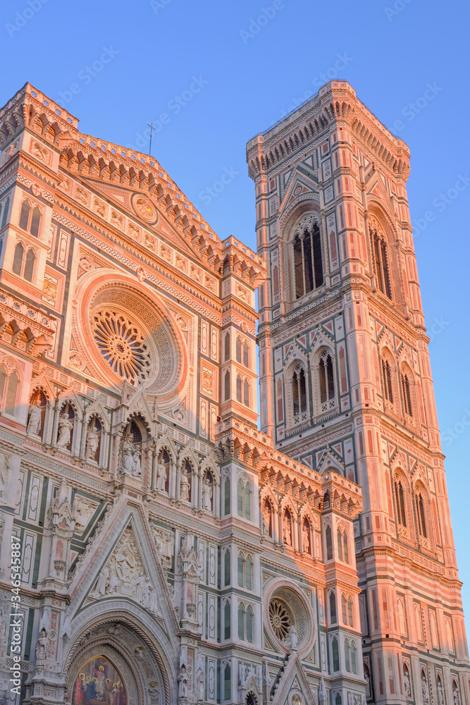 Cathedral Duomo Santa Maria Del Fiore at sunset, Florence, Tuscany, Italy, Europe