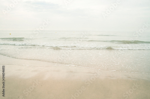 seashore in the north sea, white landscape background