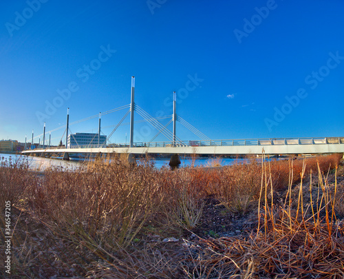 A view of the city of Jönköping and Munksjö lake and Bridge in Sweden