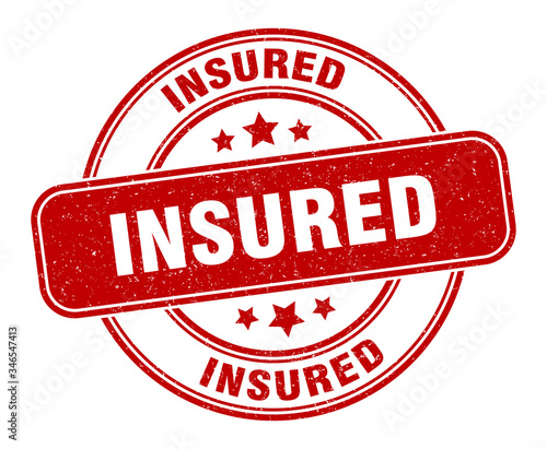 insured stamp. insured label. round grunge sign