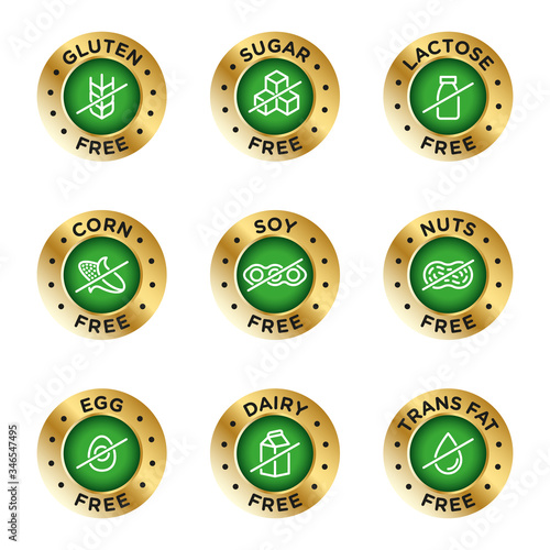 Allergen free icons set. Vector illustration