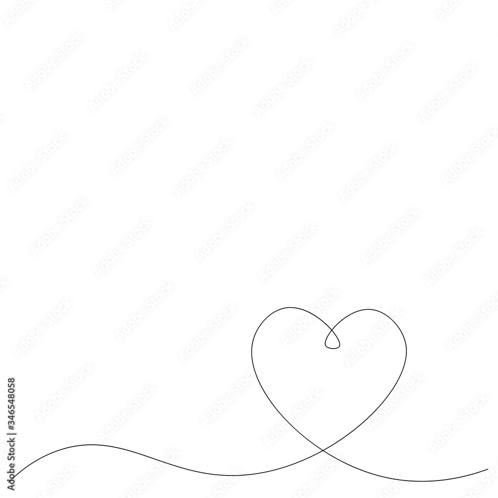 Valentine day background with heart lines draw, vector illustration