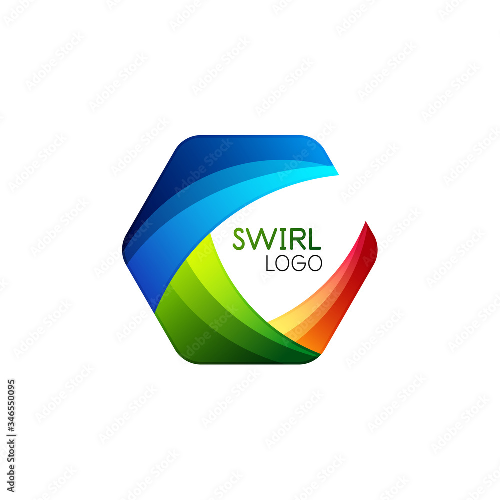 Business hexagon vector logo icon template made of swirl lines and waves Business hexagon vector logo icon template made of swirl lines and waves