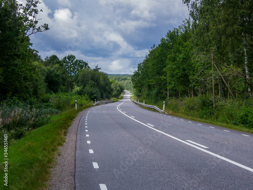 A panorama of a country road through forest landscape in Sweden © João Figueiredo