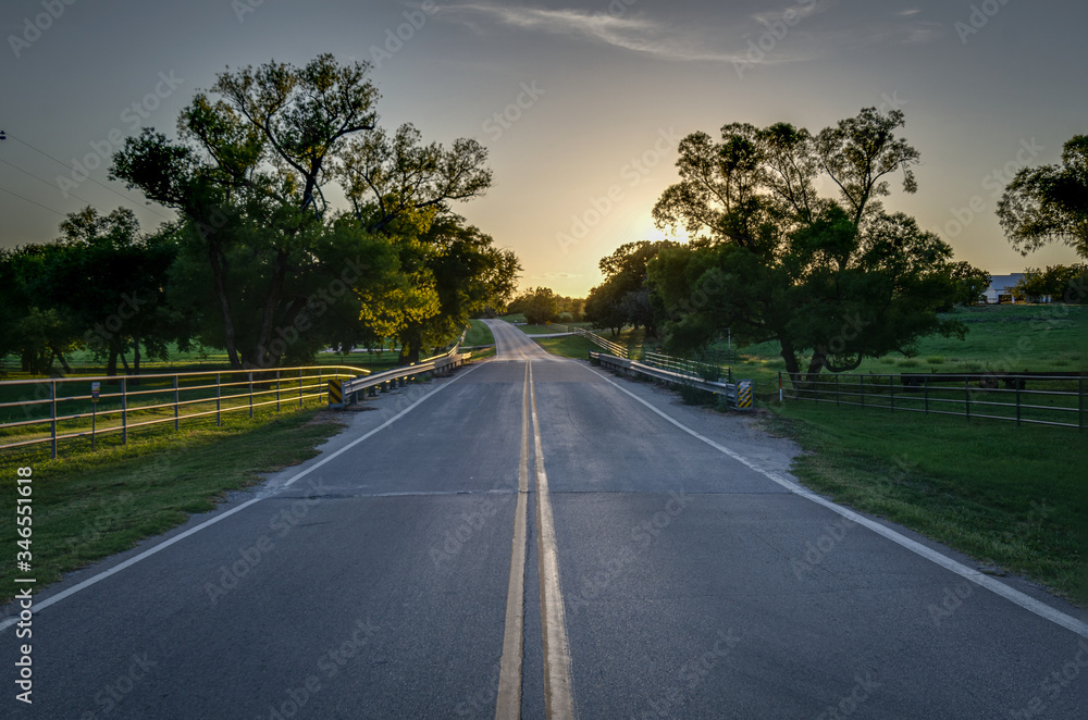 Road at sunset in Weatherford, TX