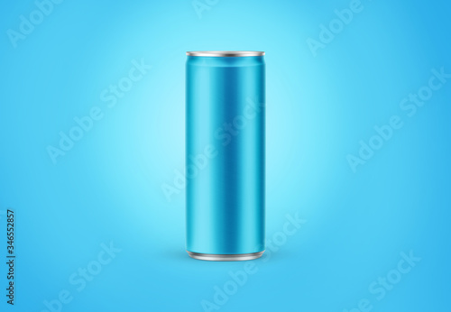 Blank aluminium soda or drink can template design. Beverage can mockup with copy space on background with shadow.