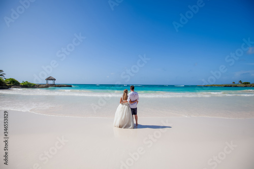 Wedding romantic couple on the beach in Dominican republic, Punta Cana  