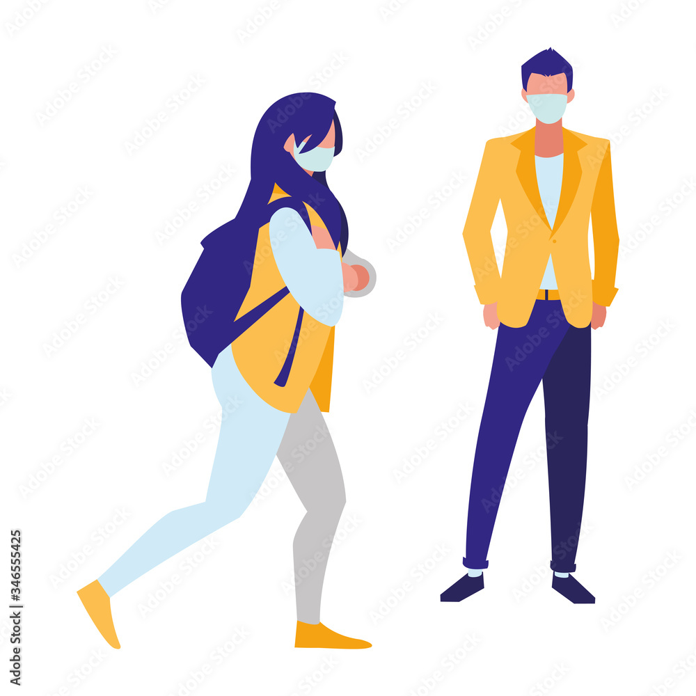 couple in the city wearing face mask couple in the city wearing face mask