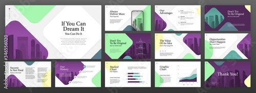 Business powerpoint presentation templates set. Use for modern keynote presentation background, brochure design, website slider, landing page, annual report, company profile, portfolio, booklet.