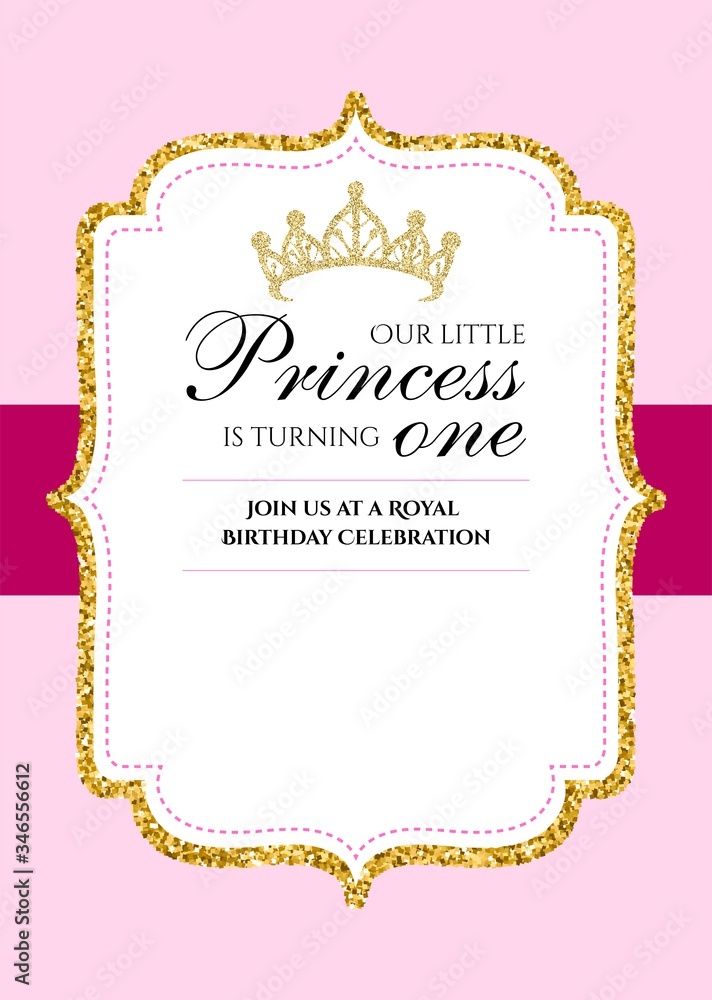 First Birthday Royal Celebration Printable Invitation Vector Card