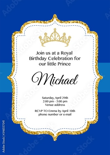 Birthday Royal Celebration Printable Invitation Vector Card