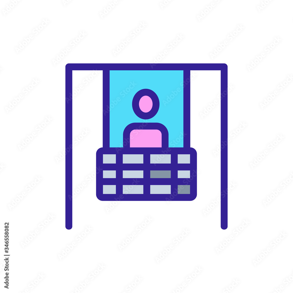 worker rides on safe elevator icon vector. worker rides on safe elevator sign. color symbol illustration worker rides on safe elevator icon vector. worker rides on safe elevator sign. color symbol illustration