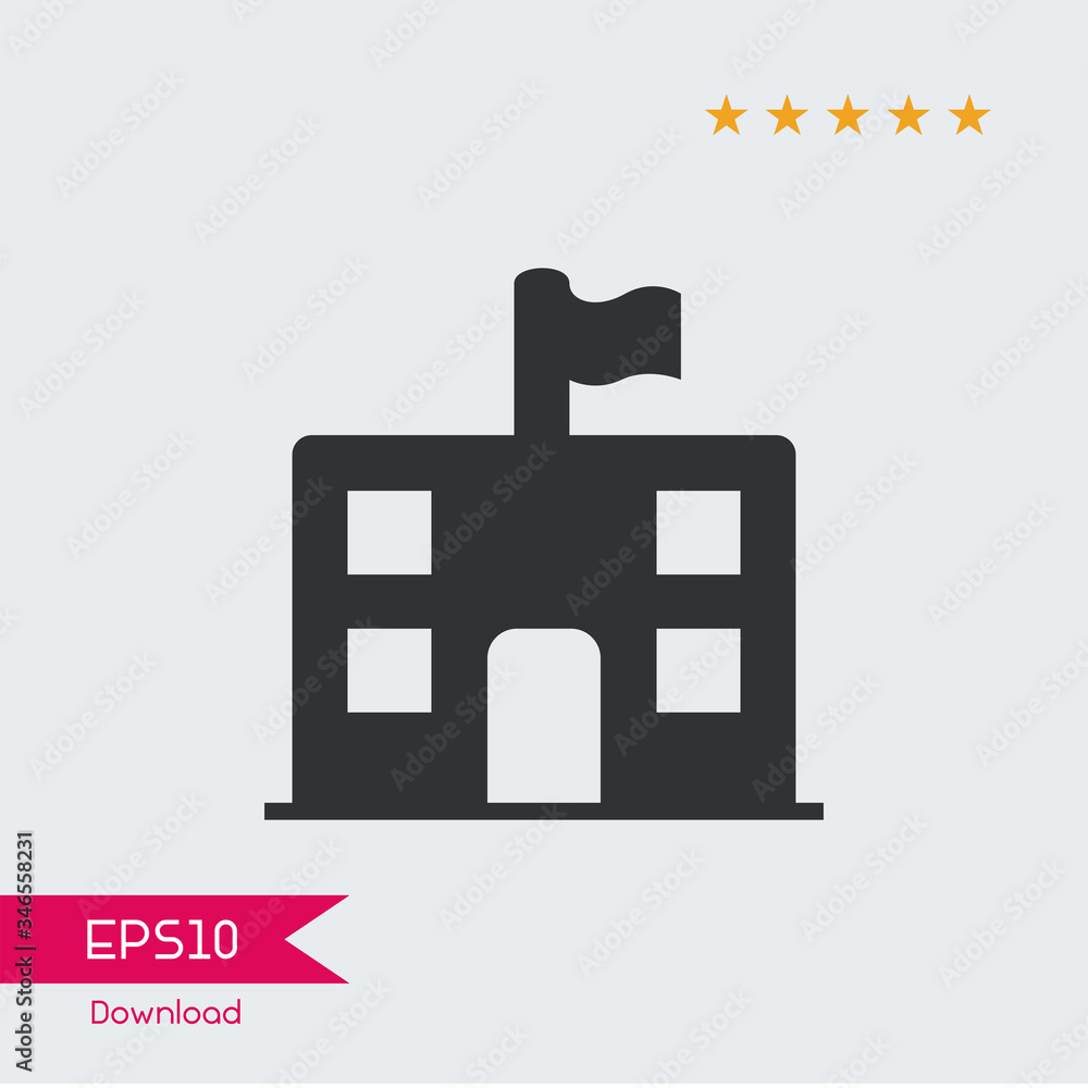 School building icon. Education symbol outline, simple, vector, icon for website design, mobile app, ui. Vector Illustration School building icon. Education symbol outline, simple, vector, icon for website design, mobile app, ui. Vector Illustration