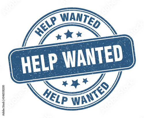 help wanted stamp. help wanted label. round grunge sign