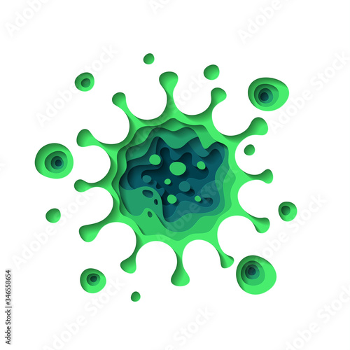 Coronavirus infection COVID 19. 2019 nCoV. Cut paper viral cell. Isolated on a white background. Vector eps10